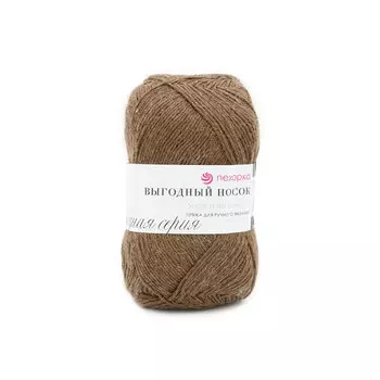 Пряжа Пехорка 'Выгодный носок' 100гр. 300м. (40% шерсть, 60% акрил) (416 св.коричневый)