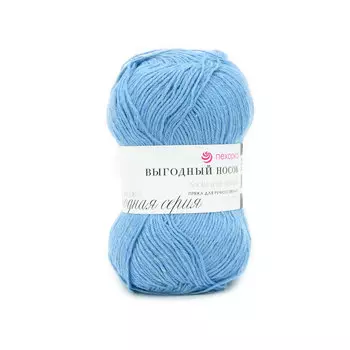 Пряжа Пехорка 'Выгодный носок' 100гр. 300м. (40% шерсть, 60% акрил) (877 небесно-голубой)