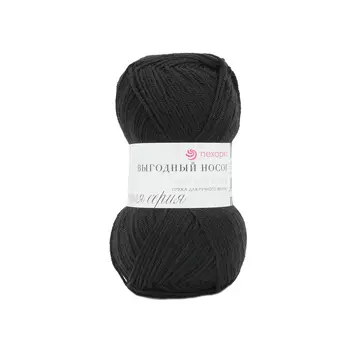 Пряжа Пехорка 'Выгодный носок' 100гр. 300м. (40% шерсть, 60% акрил) (02 черный)