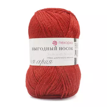 Пряжа Пехорка 'Выгодный носок' 100гр. 300м. (40% шерсть, 60% акрил) (06 красный)