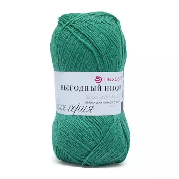 Пряжа Пехорка 'Выгодный носок' 100гр. 300м. (40% шерсть, 60% акрил) (335 изумруд)