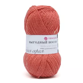 Пряжа Пехорка 'Выгодный носок' 100гр. 300м. (40% шерсть, 60% акрил) (351 св. коралл)