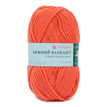 Пряжа Пехорка 'Зимний вариант' 100гр. 100м (95% шерсть, 5% акрил объемный) (396 настурция)