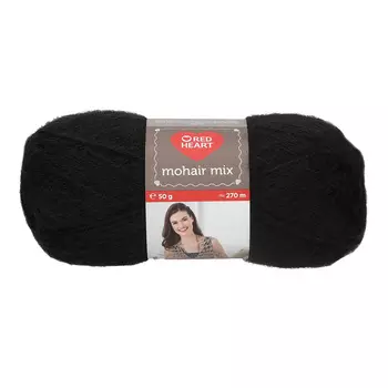 Пряжа Red Heart 'Mohair Mix' 50гр 270м (10% мохер, 10% шерсть, 80% акрил) (00217 черный)