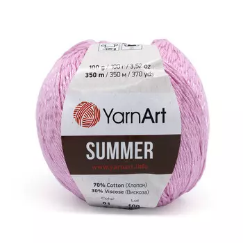 Пряжа YarnАrt 'Summer' 100гр 350м (70% хлопок, 30% вискоза) (01 светло-сиреневый)