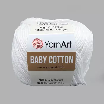 Пряжа YarnArt 'Baby Cotton' 50гр 165м (50% хлопок, 50% акрил) (400 белый)