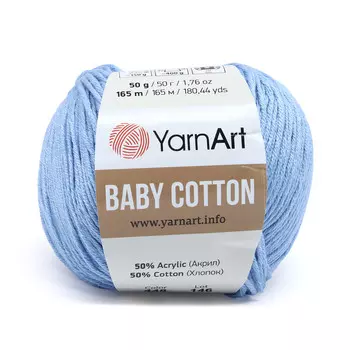 Пряжа YarnArt 'Baby Cotton' 50гр 165м (50% хлопок, 50% акрил) (448 светло-голубой)