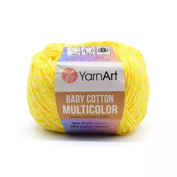 Пряжа YarnArt 'Baby cotton multicolor' 50гр 165м (50% хлопок, 50% акрил) (5204)
