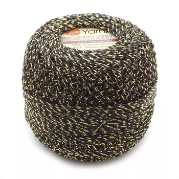 Пряжа YarnArt 'Camelia' 20гр 190м (70% полиэстер, 30% металлик) (413 черный/золото)