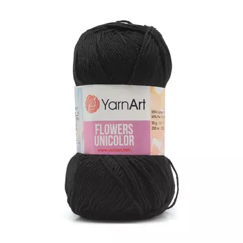 Пряжа YarnArt 'Flowers Unicolor' 50гр 200м (55% хлопок, 45% полиакрил) (746 черный)
