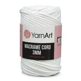 Пряжа YarnArt 'Macrame Cord 3мм' 250гр 85м (60% хлопок, 40% вискоза и полиэстер) (751 белый)