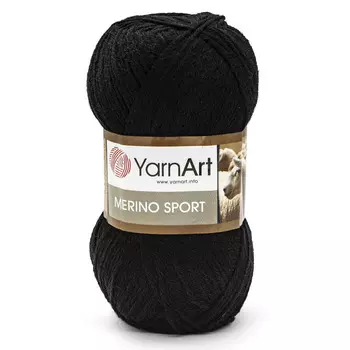 Пряжа YarnArt 'Merino Sport' 100гр 400м (50% шерсть, 50% акрил) (761 черный)