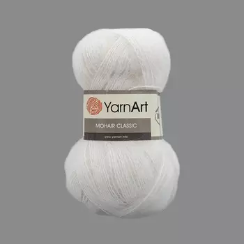 Пряжа YarnArt 'Mohair' 100гр 220м (70% мохер, 30% акрил) (101 белый)