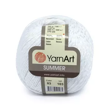 Пряжа YarnАrt 'Summer' 100гр 350м (70% хлопок, 30% вискоза) (03 белый)