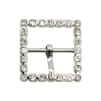 6397 Пряжка со стразами 25мм, никель ГР