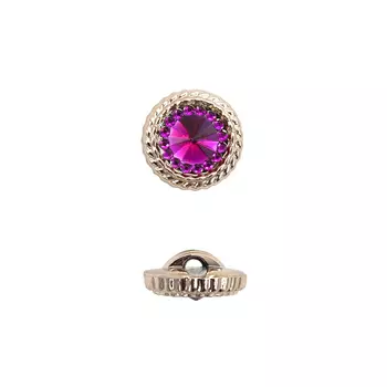 Пуговица декоративная 28L, золото/страз (малиновый страз)