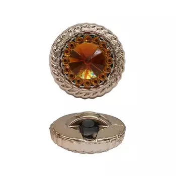 Пуговица декоративная 28L, золото/страз (янтарный страз)