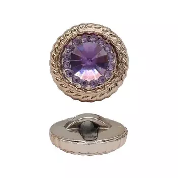 Пуговица декоративная 28L, золото/страз (сиреневый страз)
