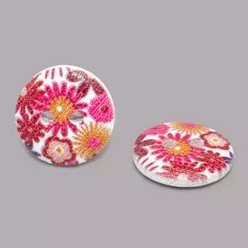 Пуговица деревянная, Цветы 15мм (цвет 116)