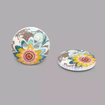 Пуговица деревянная, Цветы 15мм (цвет 172)