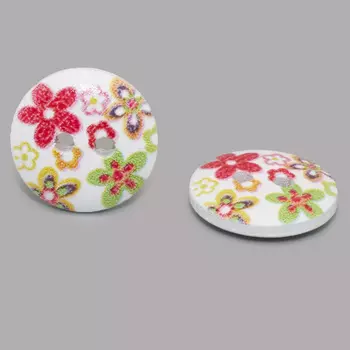 Пуговица деревянная, Цветы 15мм (цвет 180)