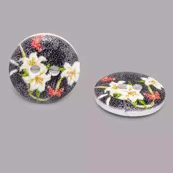 Пуговица деревянная, Цветы 15мм (цвет 213)