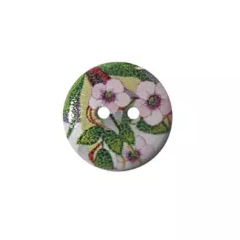 Пуговица деревянная, Цветы 15мм (цвет 255)