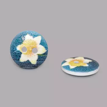 Пуговица деревянная, Цветы 15мм (цвет 256)