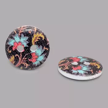 Пуговица деревянная, Цветы 15мм (цвет 262)