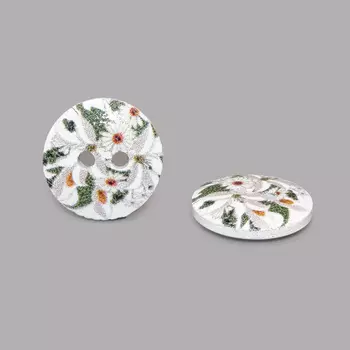 Пуговица деревянная, Цветы 15мм (цвет 292)