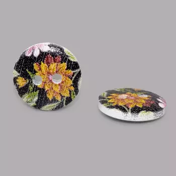 Пуговица деревянная, Цветы 15мм (цвет 58)