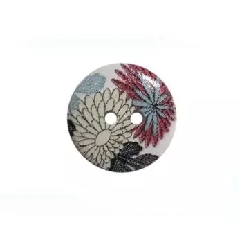 Пуговица деревянная, Цветы 18мм (цвет 197)