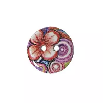 Пуговица деревянная, Цветы 18мм (цвет 27)