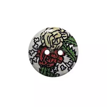 Пуговица деревянная, Цветы 18мм (цвет 291)