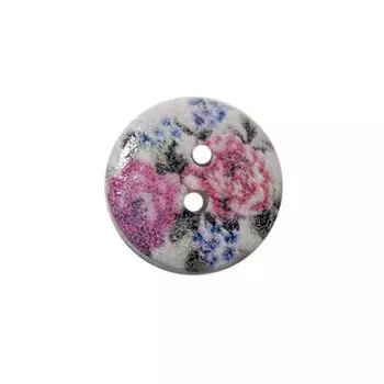 Пуговица деревянная, Цветы 18мм (цвет 45)