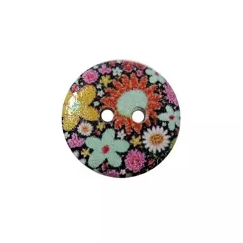 Пуговица деревянная, Цветы 18мм (цвет 49)