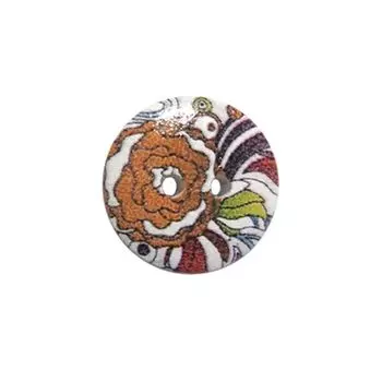 Пуговица деревянная, Цветы 18мм (цвет 5)