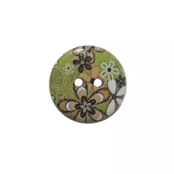 Пуговица деревянная, Цветы 18мм (цвет 68)