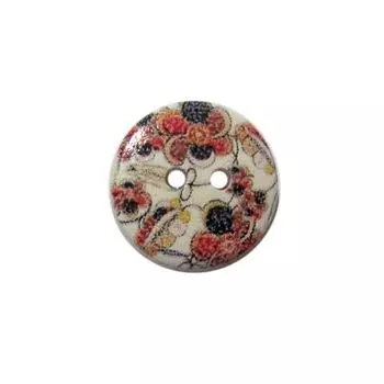 Пуговица деревянная, Цветы 18мм (цвет 84)