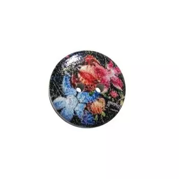 Пуговица деревянная, Цветы 18мм (цвет 8)