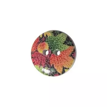 Пуговица деревянная, Деревья и листья 15мм (Осенние листья)