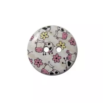 Пуговица деревянная, Фауна 15мм (Коровы 3)