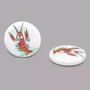 Пуговица деревянная, Фауна 15мм (Краб)