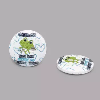 Пуговица деревянная, Фауна 15мм (Лягушка)