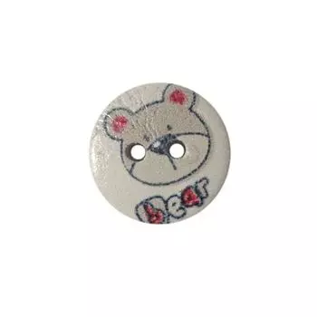 Пуговица деревянная, Фауна 15мм (Мишка 4)