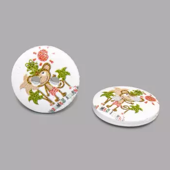 Пуговица деревянная, Фауна 15мм (Обезьянка)