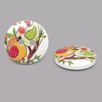 Пуговица деревянная, Фауна 15мм (Птицы 3)