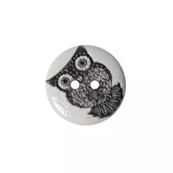 Пуговица деревянная, Фауна 15мм (Сова 1)