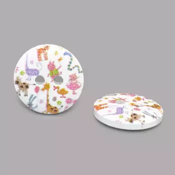 Пуговица деревянная, Фауна 15мм (Жираф 2)