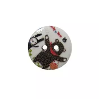 Пуговица деревянная, Фауна 18мм (Мишка 1)